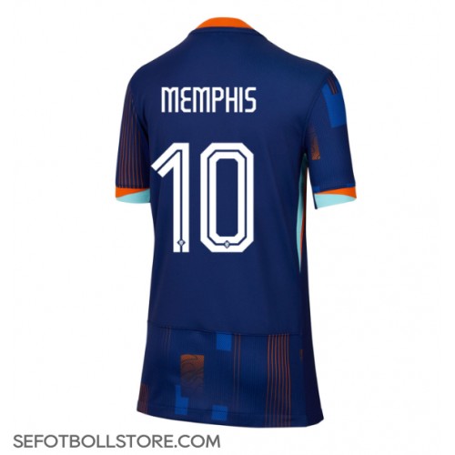 Nederländerna Memphis Depay #10 Replika Bortatröja Dam EM 2024 Kortärmad